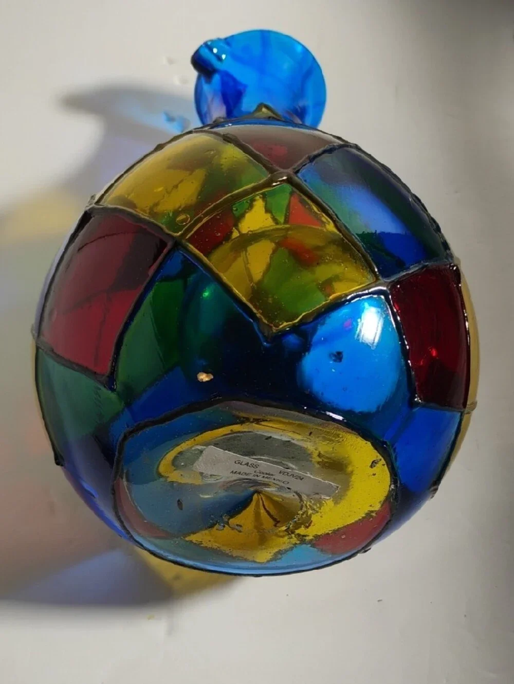 Vidrio Handblown  Glass   Multicolor Wine Cooler Signed Made In Mexico